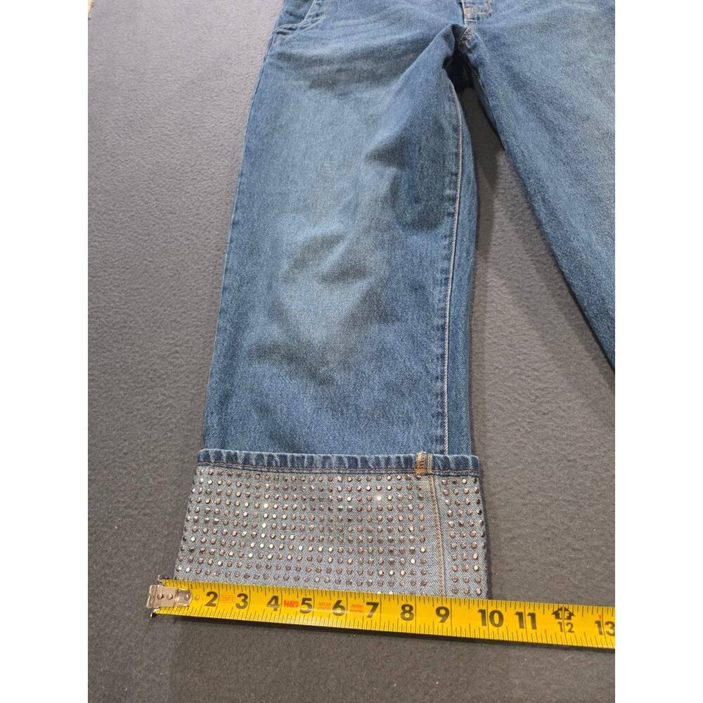 Anthropologie Pilcro Lonnie Y2K Cuffed Crop Jeans Womens 31 Blue Sparkle A010609 - Picture 15 of 16